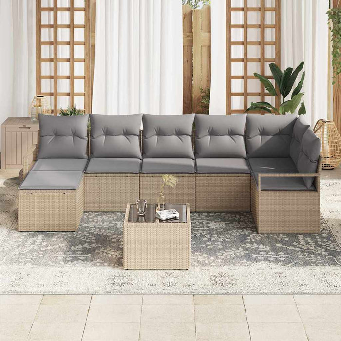Set canapea de grădină 8 piese cu perne Black Poly Rattan - WALTI WALTI