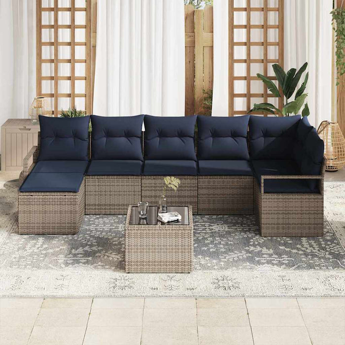 Set de canapea cu pernă 8 pcs Gri poliratan - WALTI WALTI