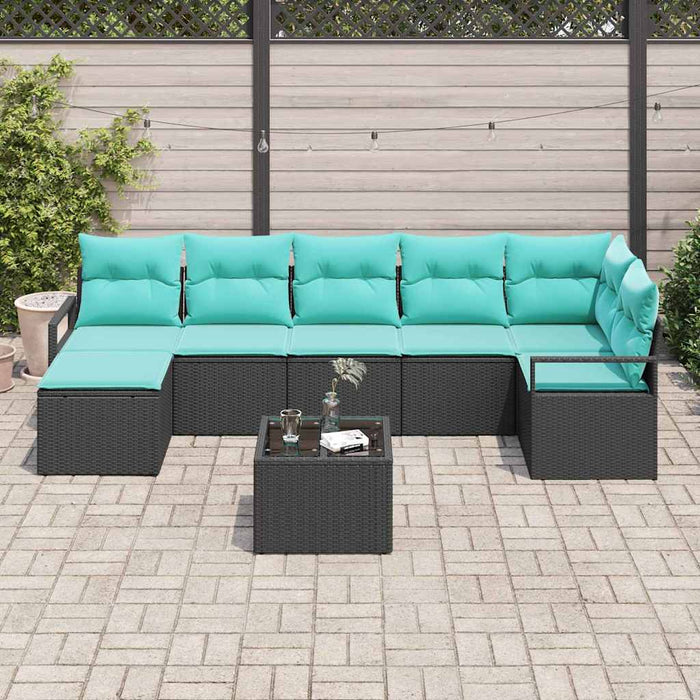 Set de canapea cu pernă 8 pcs Negru poliratan - WALTI WALTI