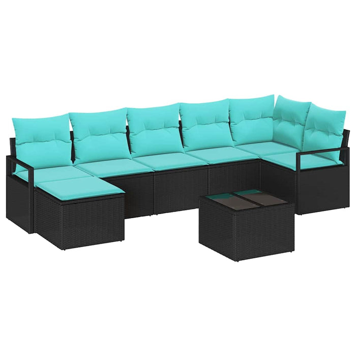 Set de canapea cu pernă 8 pcs Negru poliratan - WALTI WALTI
