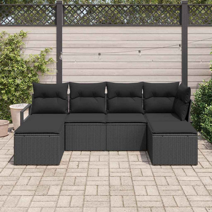 Set de canapea 6 pcs Negru poliratan - WALTI WALTI