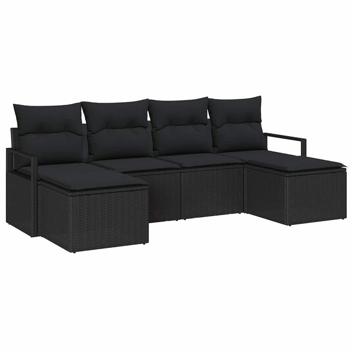 Set de canapea 6 pcs Negru poliratan - WALTI WALTI