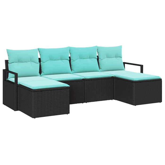 Set de canapea 6 pcs Negru poliratan - WALTI WALTI
