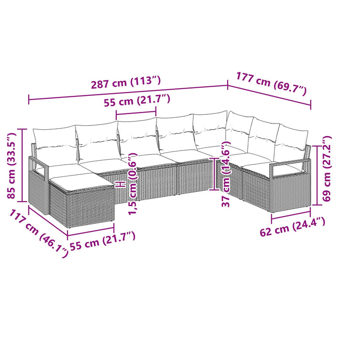 Set de canapea cu pernă 8 pcs Maro poliratan - WALTI WALTI
