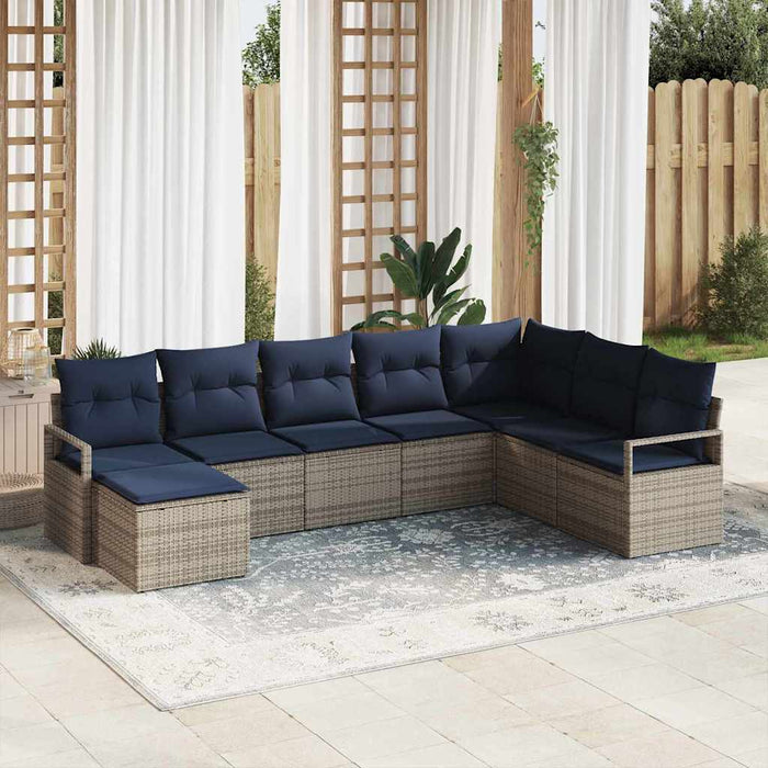 Set de canapea cu pernă 8 pcs Gri poliratan - WALTI WALTI