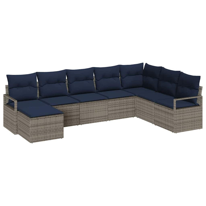 Set de canapea cu pernă 8 pcs Gri poliratan - WALTI WALTI