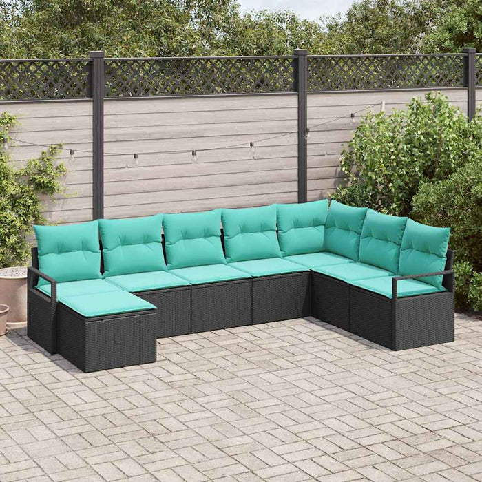 Set de canapea cu pernă 8 pcs Negru poliratan - WALTI WALTI