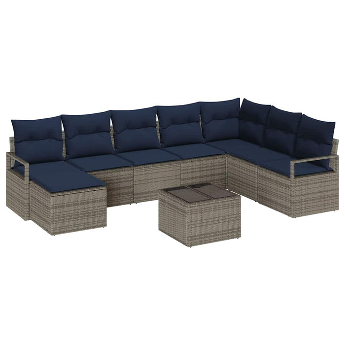 Set de canapea cu pernă 9 pcs Gri poliratan - WALTI WALTI