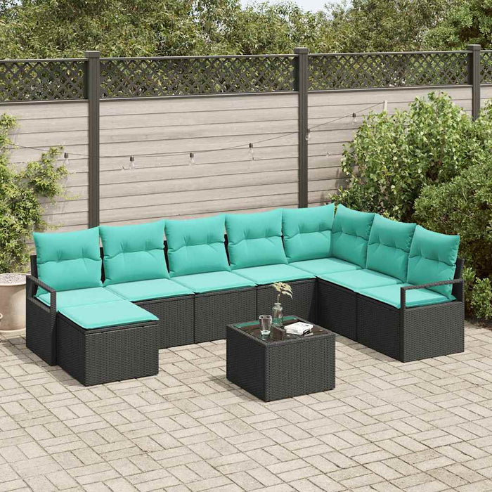 Set de canapea cu pernă 9 pcs Negru poliratan - WALTI WALTI