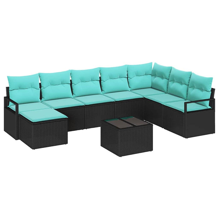 Set de canapea cu pernă 9 pcs Negru poliratan - WALTI WALTI