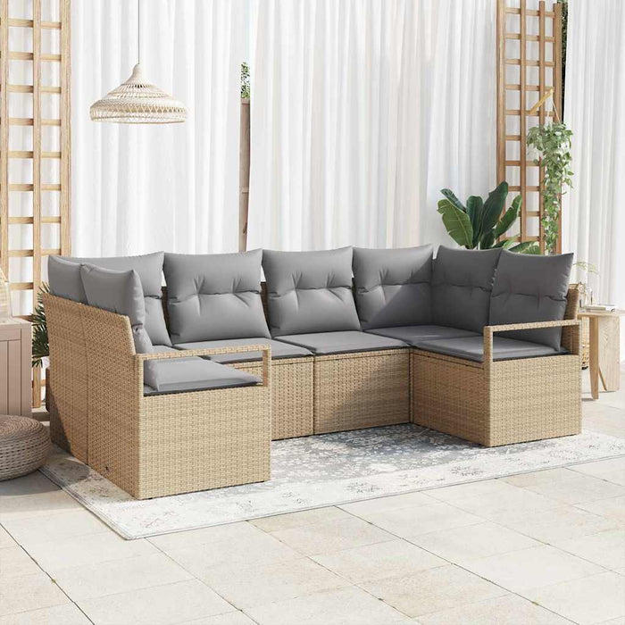 Set de canapea cu pernă 6 pcs Bej poliratan - WALTI WALTI