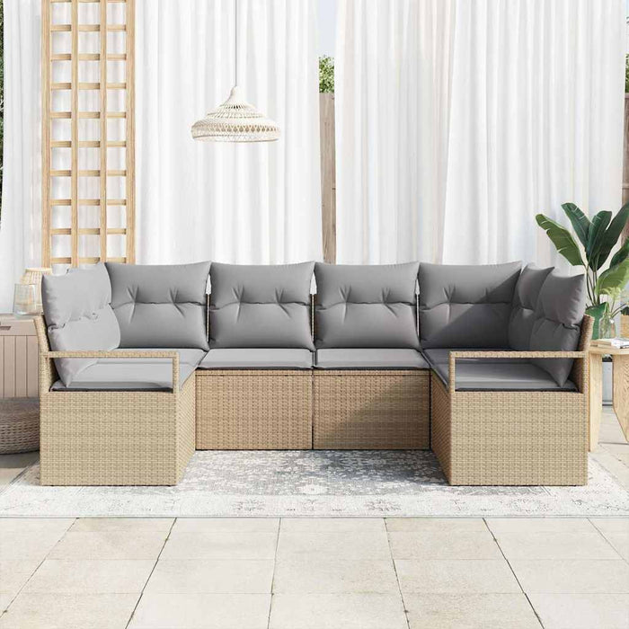 Set de canapea cu pernă 6 pcs Bej poliratan - WALTI WALTI