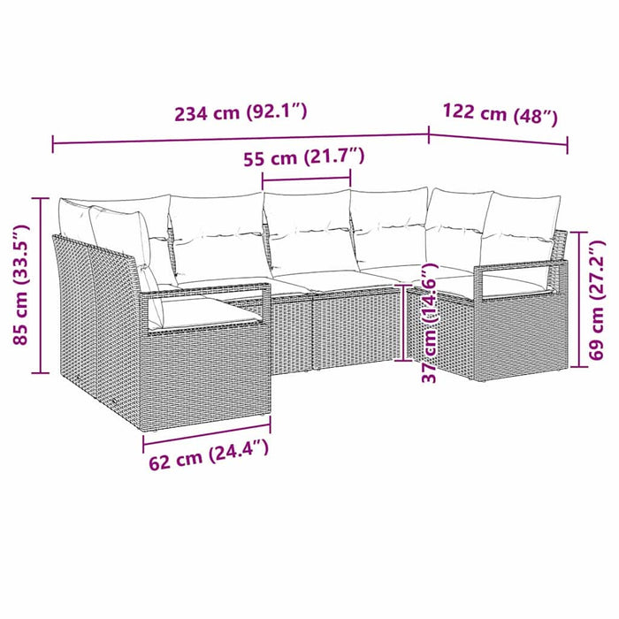 Set de canapea cu pernă 6 pcs Bej poliratan - WALTI WALTI