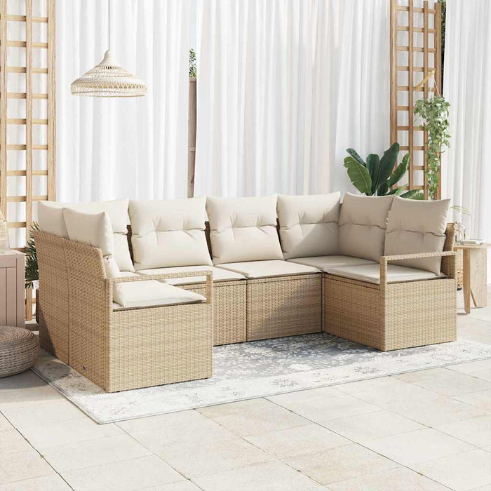 Set de canapea cu pernă 6 pcs Bej poliratan WALTI