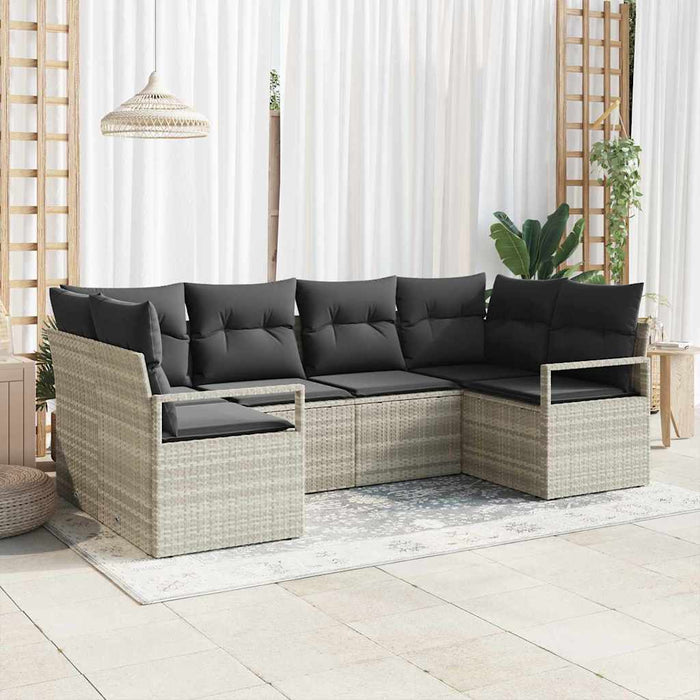Set de canapea cu pernă 6 pcs Gri deschis poliratan - WALTI WALTI