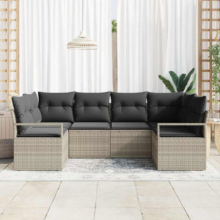 Set de canapea cu pernă 6 pcs Gri deschis poliratan - WALTI WALTI