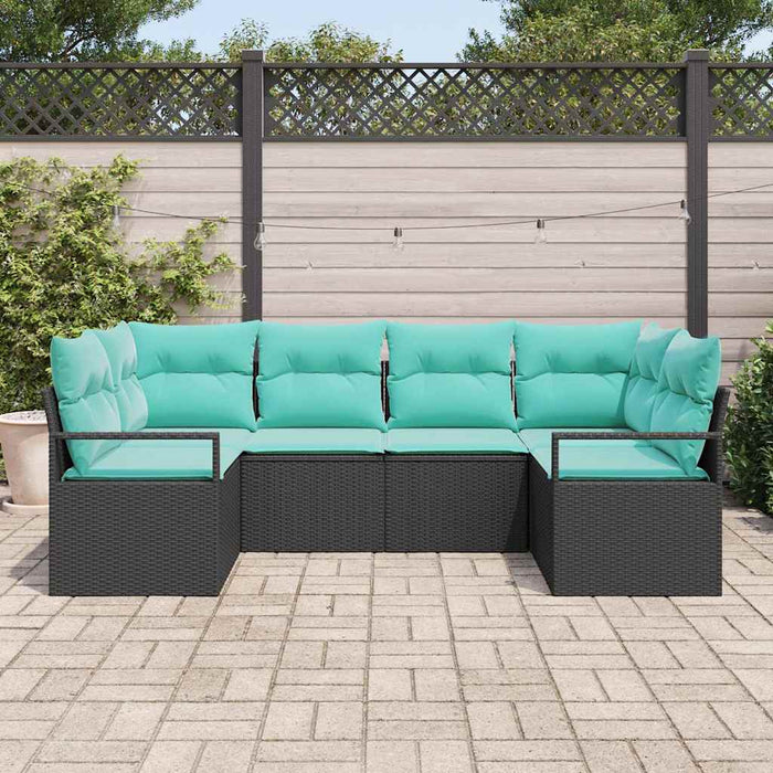 Set de canapea cu pernă 6 pcs Negru Poli Rattan - WALTI WALTI