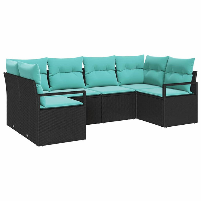 Set de canapea cu pernă 6 pcs Negru Poli Rattan - WALTI WALTI