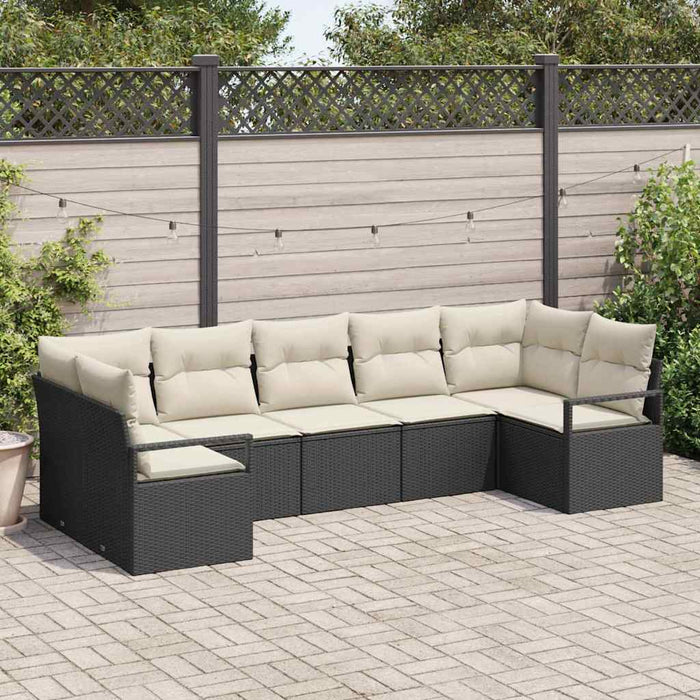 Set de canapea 7 buc. Negru poliratan WALTI