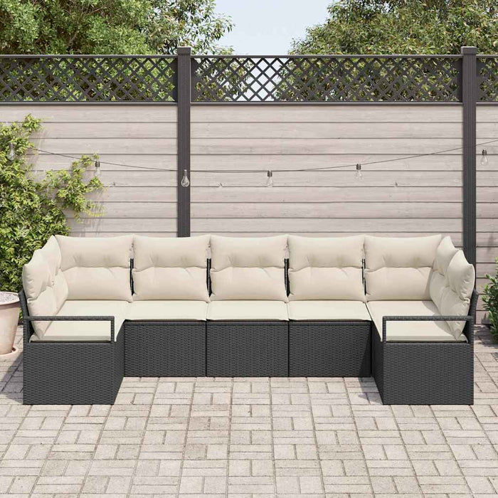 Set de canapea 7 buc. Negru poliratan WALTI