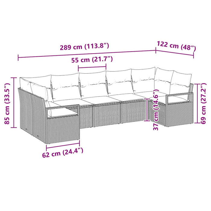 Set de canapea 7 buc. Negru poliratan WALTI