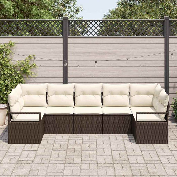 Set de canapea cu pernă 7 pcs Maro poliratan - WALTI WALTI