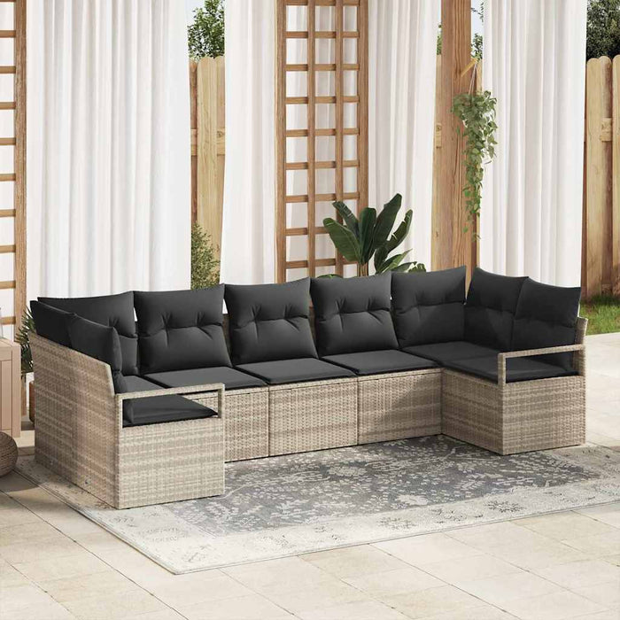 Set de canapele pentru grădină 7 pcs Gri deschis Rattan poli - WALTI WALTI