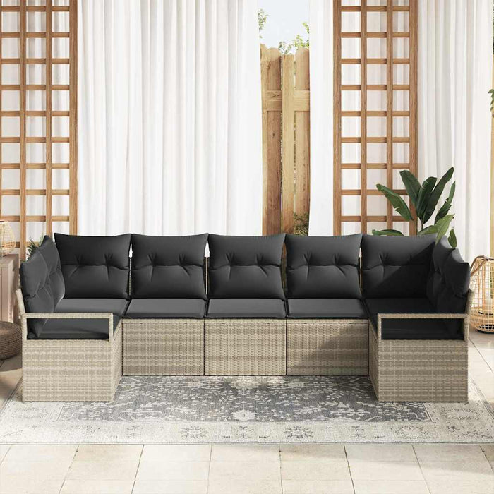 Set de canapele pentru grădină 7 pcs Gri deschis Rattan poli - WALTI WALTI