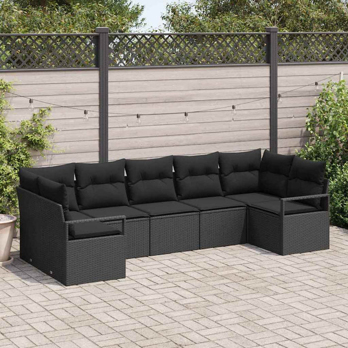 Set de canapele pentru grădină 7 pcs Negru Rattan poli - WALTI WALTI