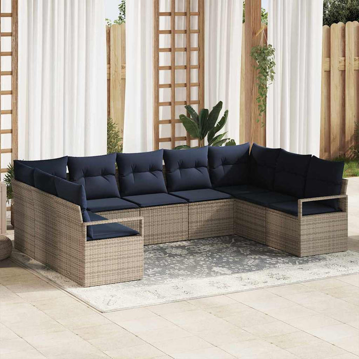 Set de canapea cu pernă 7 pcs Gri poliratan - WALTI WALTI