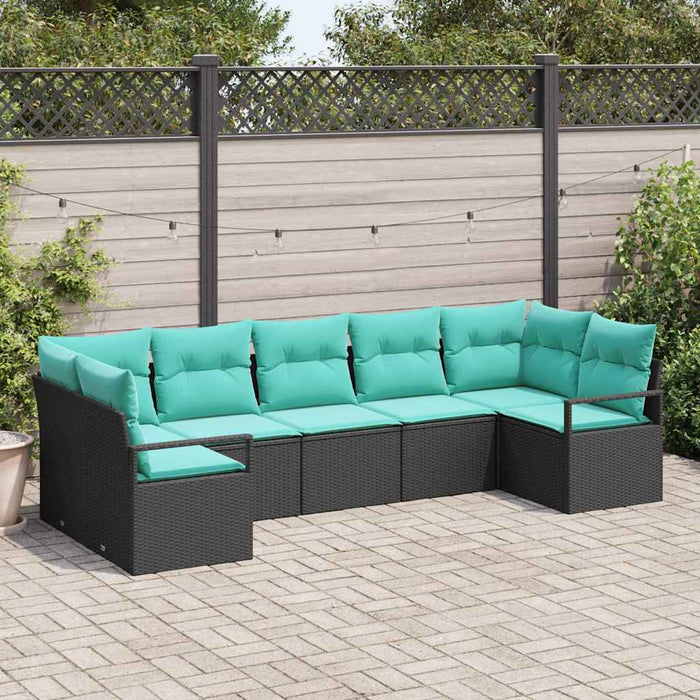 Set de canapea cu pernă 7 pcs Negru poliratan - WALTI WALTI