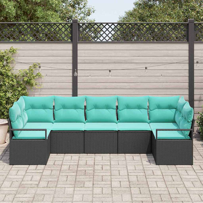 Set de canapea cu pernă 7 pcs Negru poliratan - WALTI WALTI