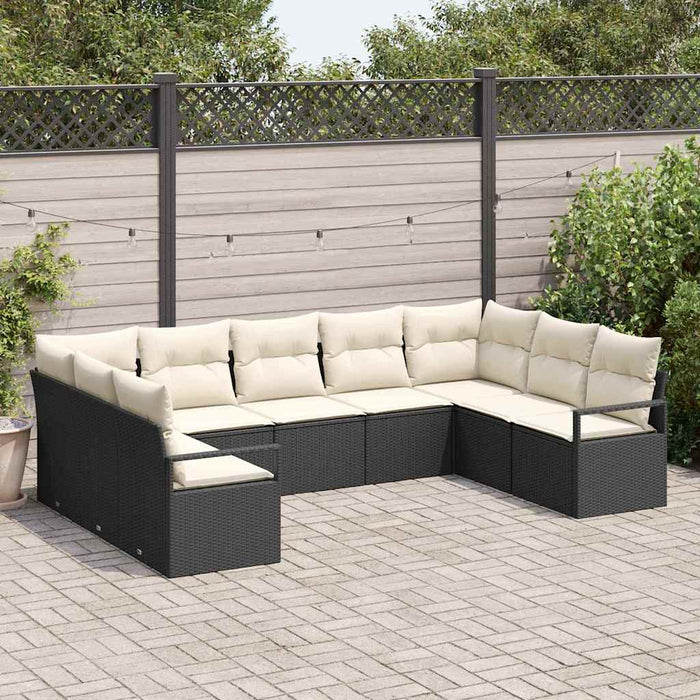 Set de canapea cu pernă 9 pcs Negru poliratan - WALTI WALTI