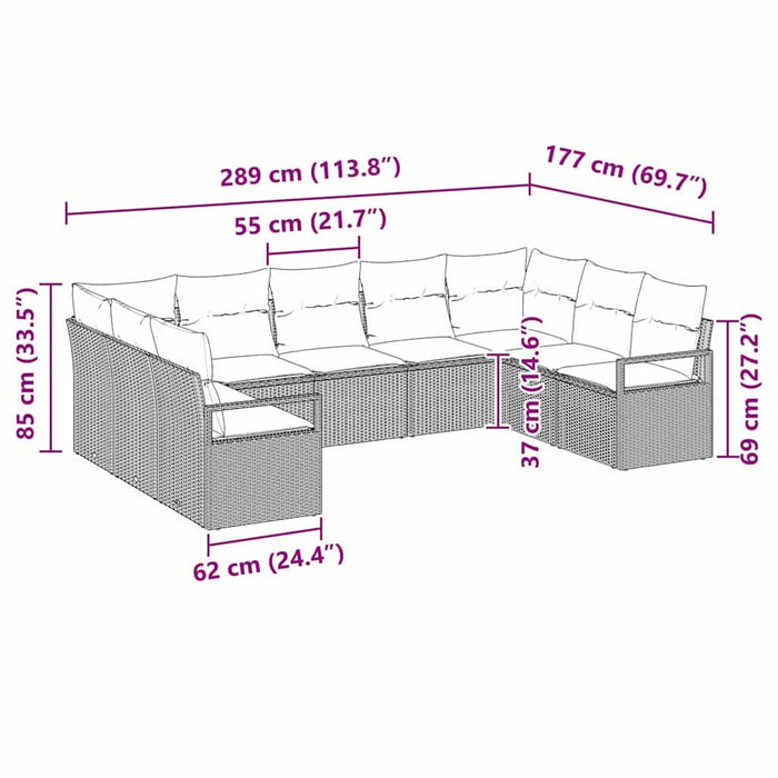 Set de canapea cu pernă 9 pcs Maro poliratan - WALTI WALTI