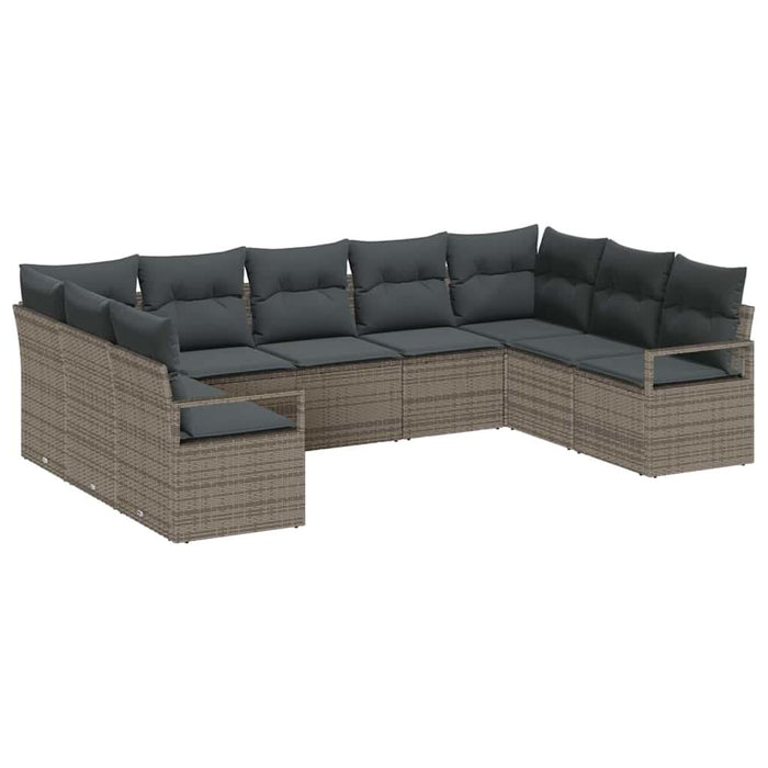 Set de canapea cu pernă 9 pcs Gri poliratan - WALTI WALTI