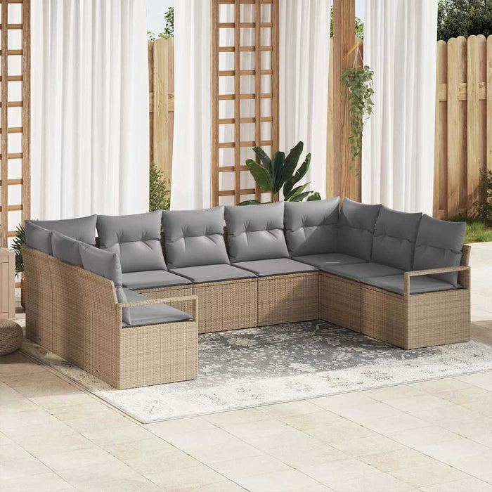 Set de canapea cu pernă 9 pcs Bej poliratan - WALTI WALTI