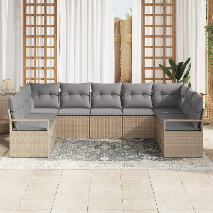 Set de canapea cu pernă 9 pcs Bej poliratan - WALTI WALTI