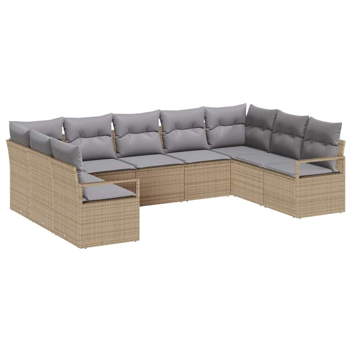 Set de canapea cu pernă 9 pcs Bej poliratan - WALTI WALTI