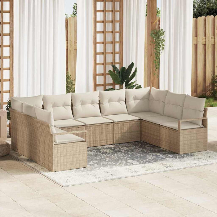 Set de canapea cu pernă 9 pcs Bej poliratan WALTI