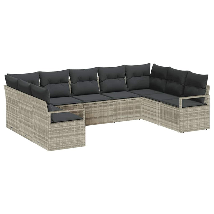 Set de canapea cu pernă 9 pcs Gri deschis poliratan - WALTI WALTI