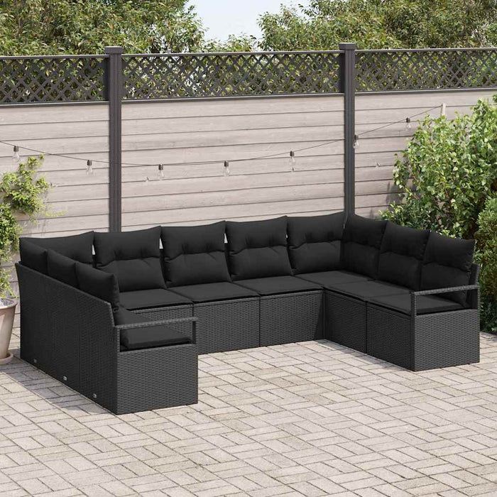 Set de canapea cu pernă 9 pcs Negru poliratan - WALTI WALTI