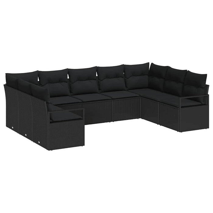 Set de canapea cu pernă 9 pcs Negru poliratan - WALTI WALTI