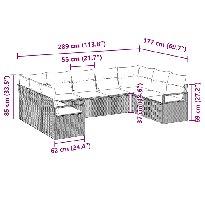 Set de canapea cu pernă 9 pcs Maro poliratan - WALTI WALTI