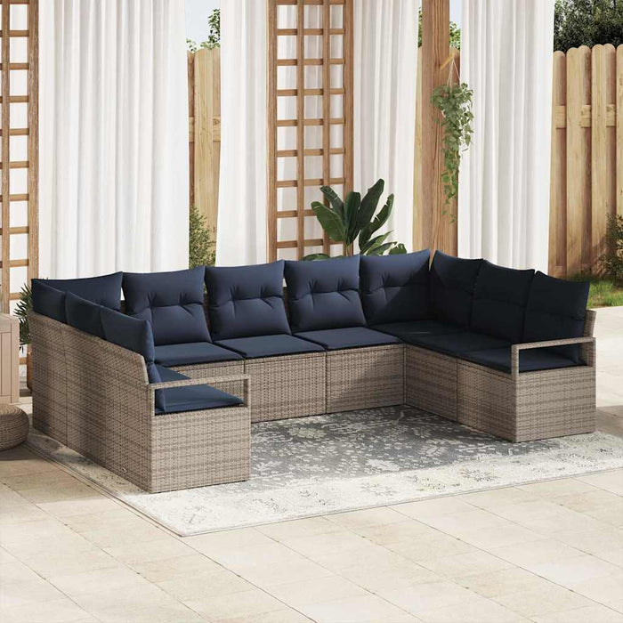 Set de canapea cu pernă 9 pcs Gri poliratan - WALTI WALTI