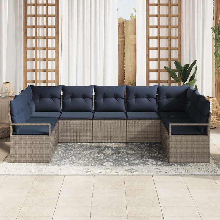 Set de canapea cu pernă 9 pcs Gri poliratan - WALTI WALTI