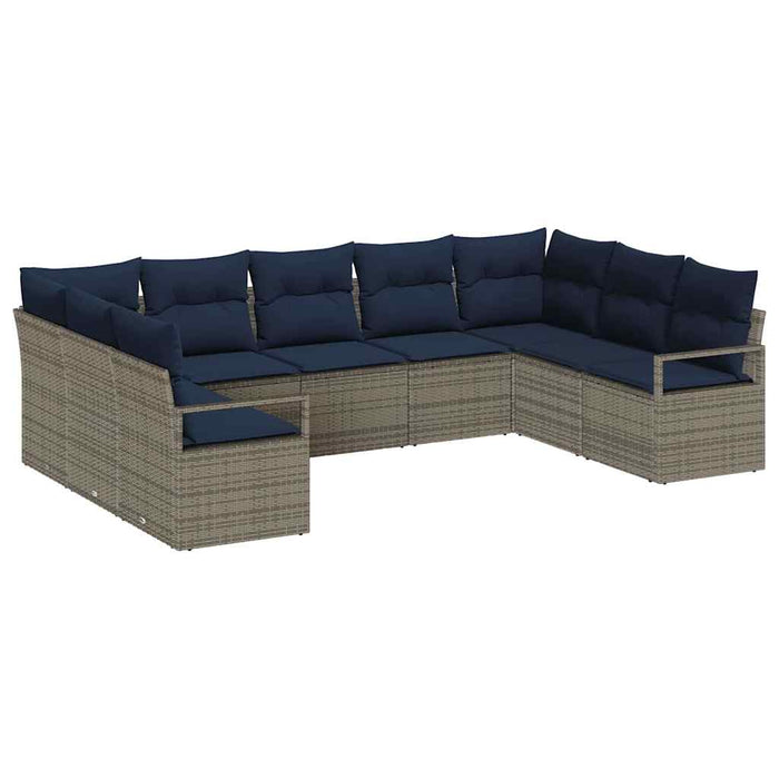 Set de canapea cu pernă 9 pcs Gri poliratan - WALTI WALTI