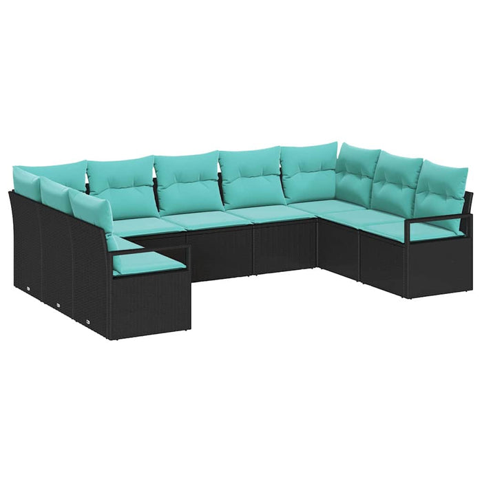 Set de canapea cu pernă 9 pcs Negru poliratan - WALTI WALTI