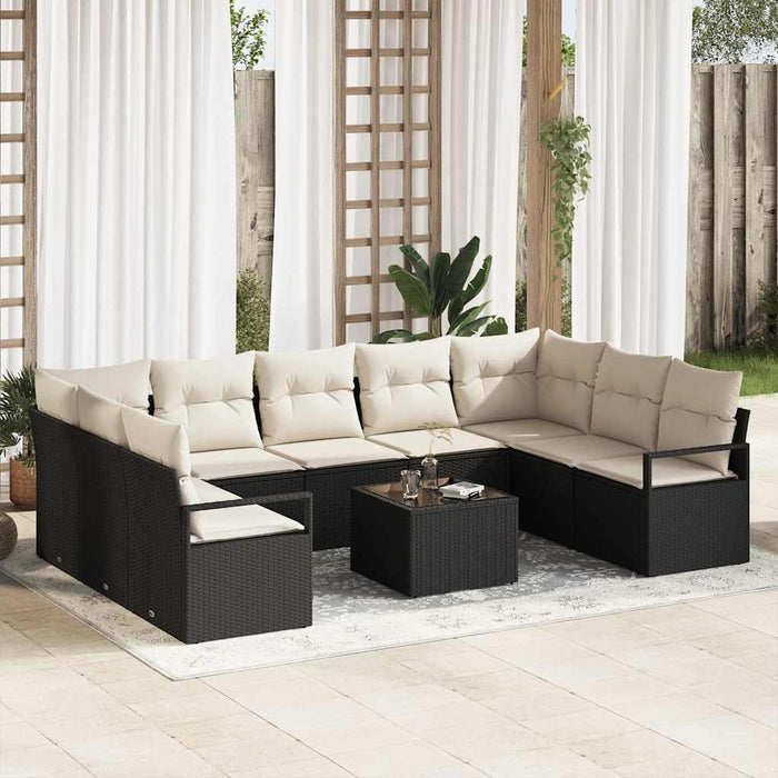 Set de canapea cu pernă 10 pcs Negru poliratan - WALTI WALTI