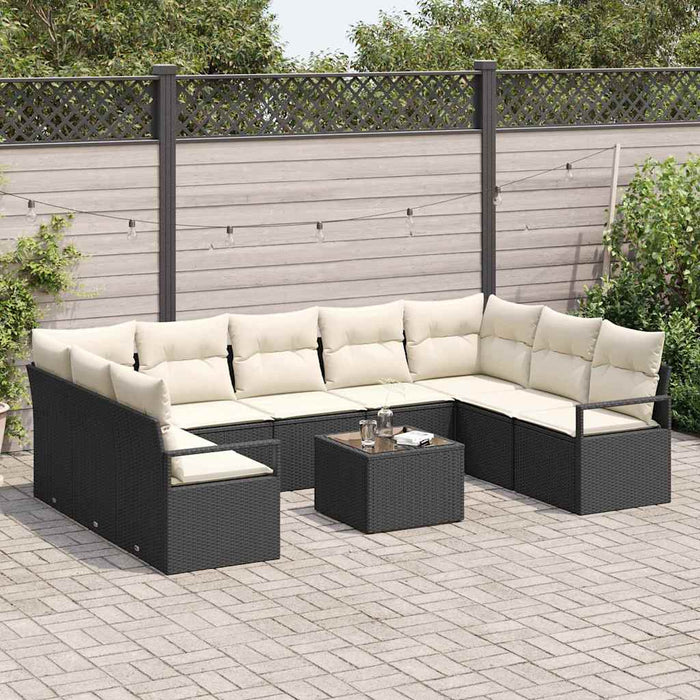 Set de canapea cu pernă 10 pcs Negru poliratan - WALTI WALTI