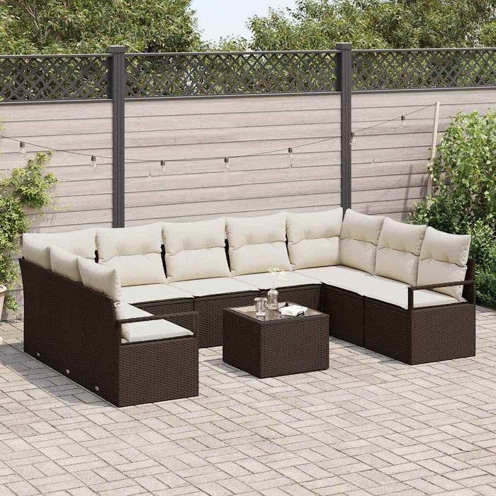 Set de canapea cu pernă 10 pcs Maro poliratan - WALTI WALTI